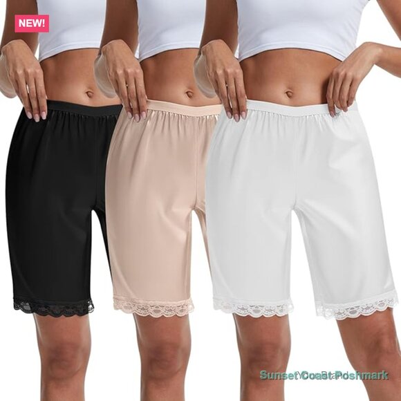 lace trim shorts for under dresses Blueinn Women's Cooling Slip Shorts for Under Dresses Seamless Mesh Anti Chafing Shorts